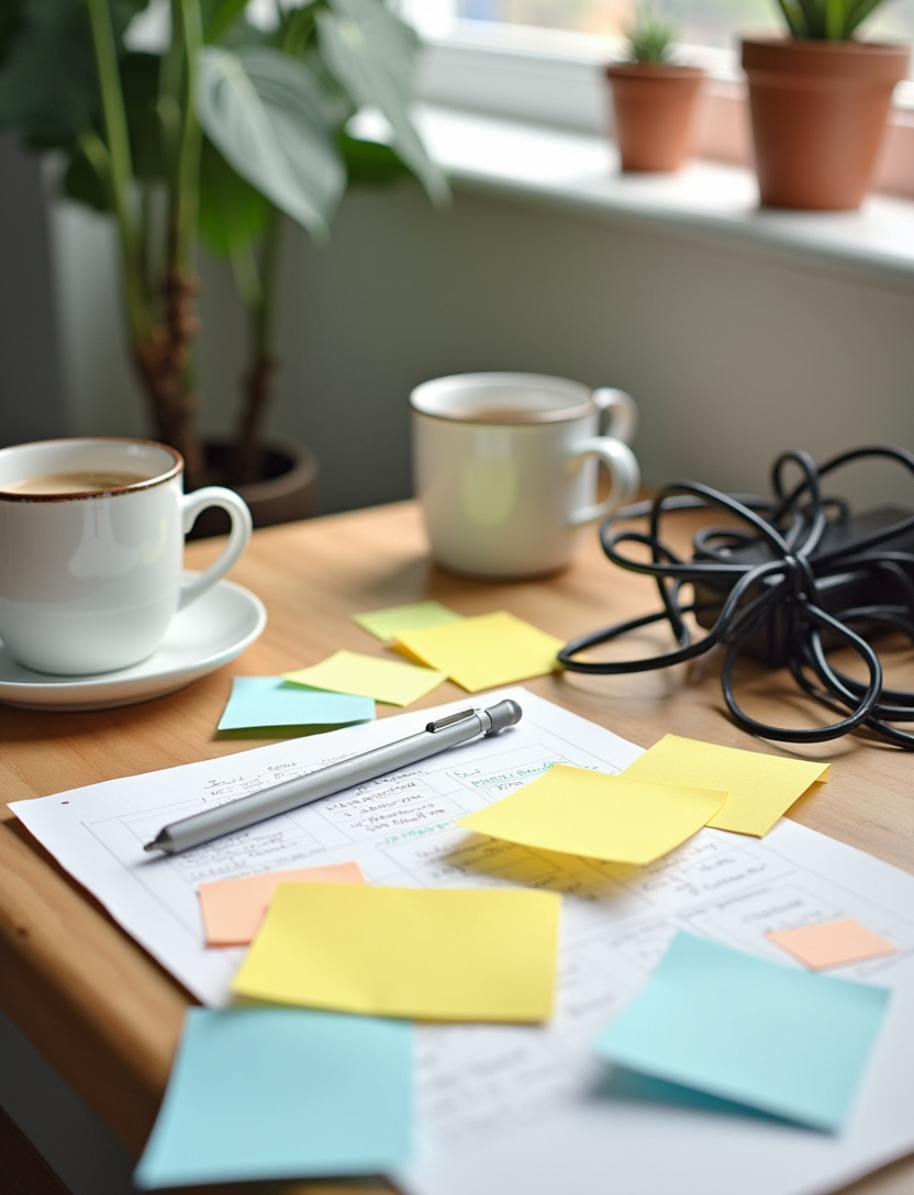 A cluttered desk