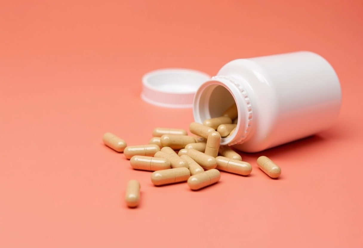 Capsules spilling from a bottle