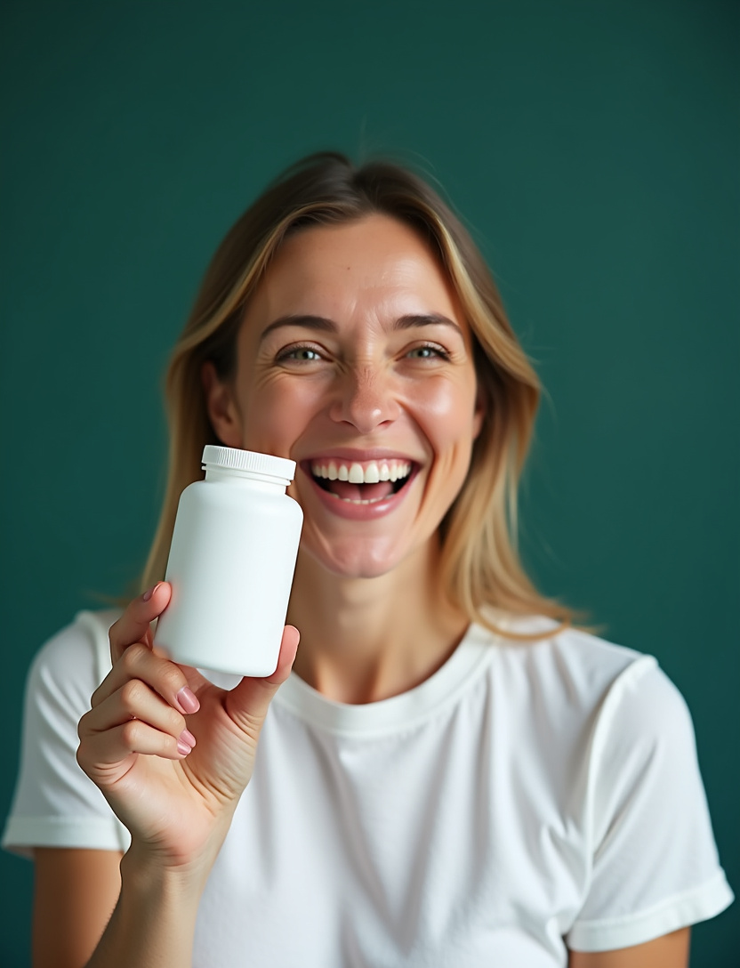 The founder laughing and holding the Sharp Queen bottle